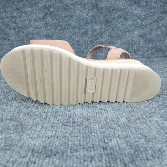 TOMS Sandals Womens Size 8 Pink Platform Espadrille Wedge Buckle Ankle Strap - Picture 8 of 14
